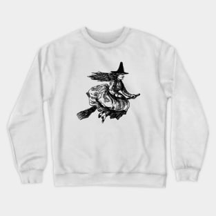 Drawing of a witch riding a broomstick Crewneck Sweatshirt